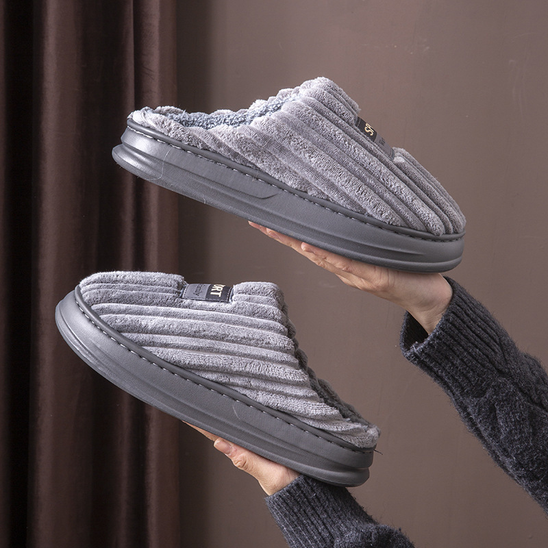 Insole Memory Foam - 2026年冬 メンズストライプスエードスリッパ EVAソール プラットフォーム 滑り止め メモリーフォームクッション